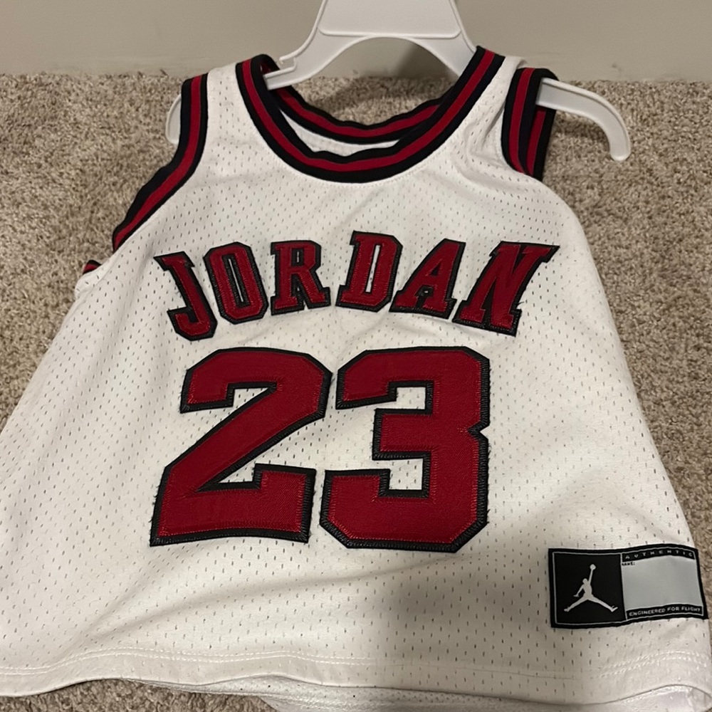 Jordan White and Red Basketball Jersey Iconic Design